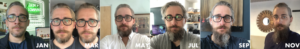 mike's beard through the year